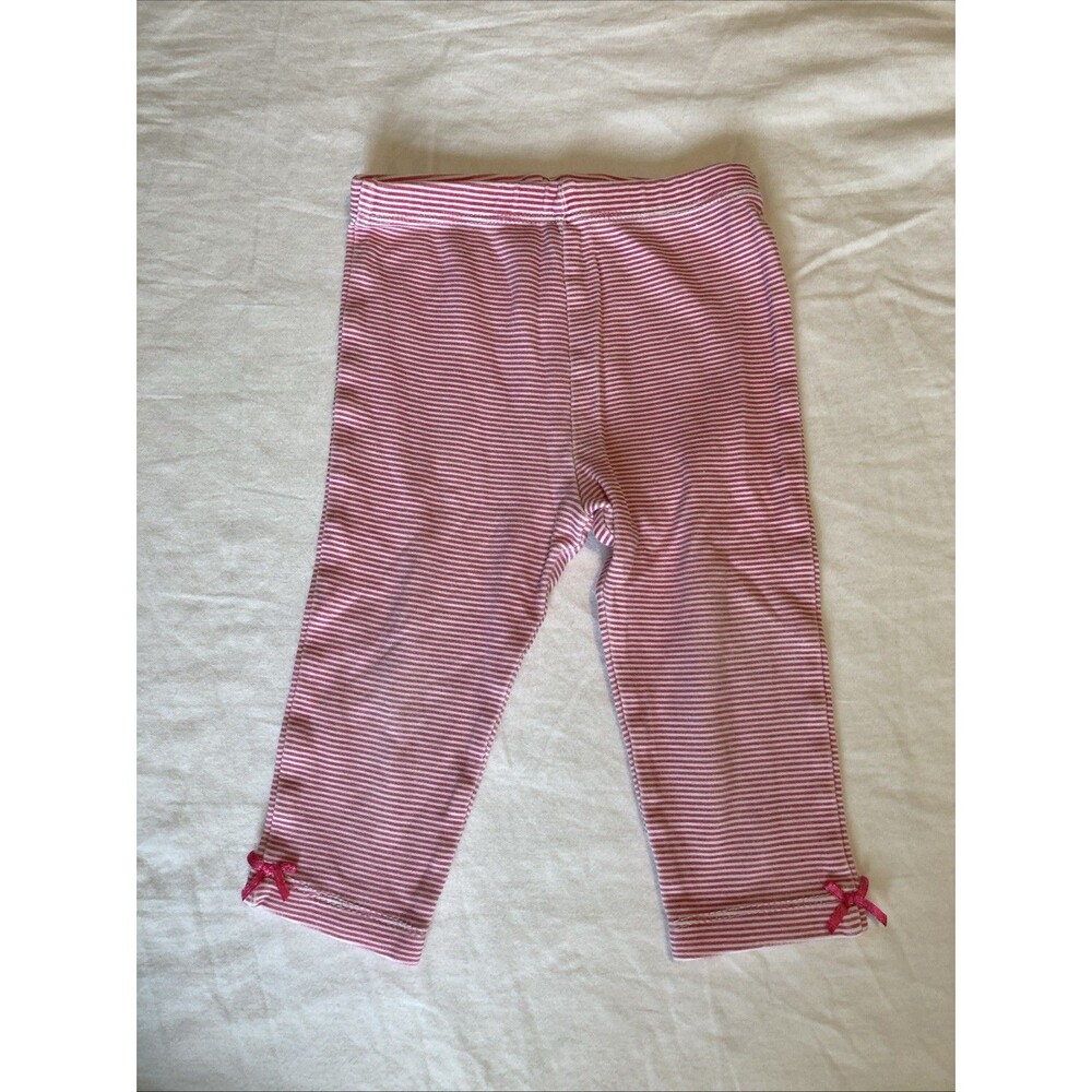 12 Months baby girl clothes - one piece pants | pink striped & bow theme